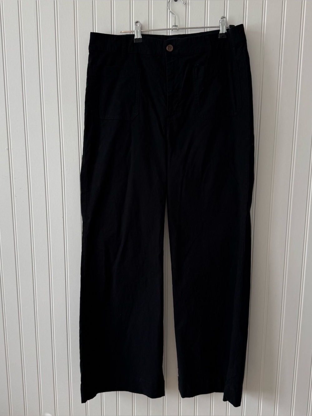 J. Crew Factory Lizzie High Rise Patch Pocket Wide Leg Pants Size 31 Black BW803